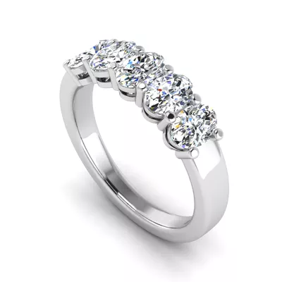 Briar 5 Stone Shared Prong Lab Anniversary Band
