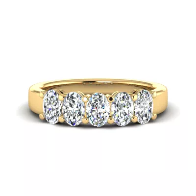 Briar 5 Stone Shared Prong Lab Anniversary Band