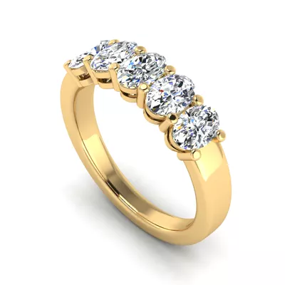 Briar 5 Stone Shared Prong Lab Anniversary Band