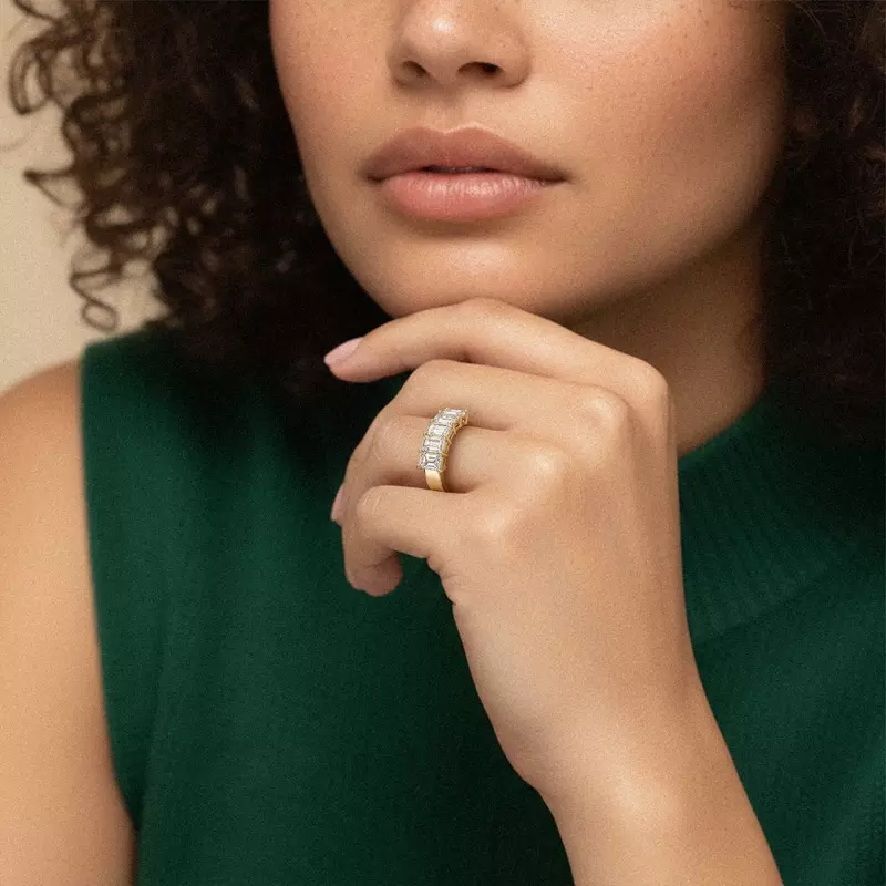 14K White Gold Lorelai 5 Stone Shared Prong Anniversary Band