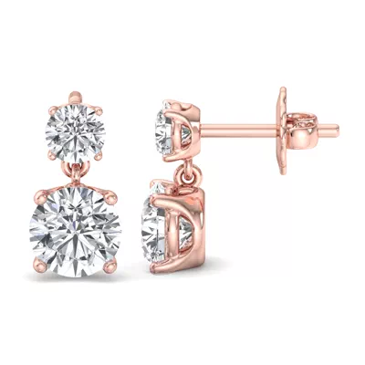Two Stone Diamond Drop Earrings