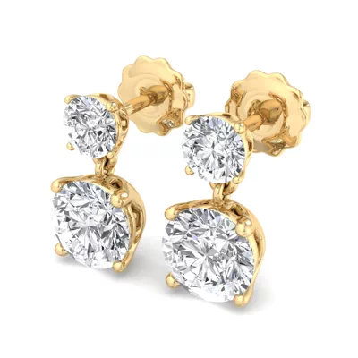 Two Stone Diamond Drop Earrings