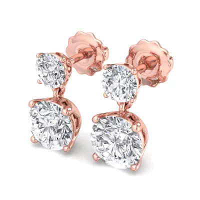 Two Stone Lab Diamond Drop Earrings