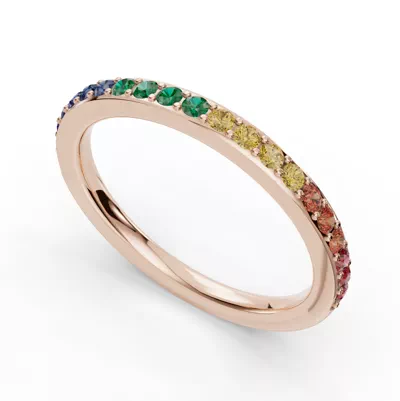 Rainbow Sapphire Half Eternity Band