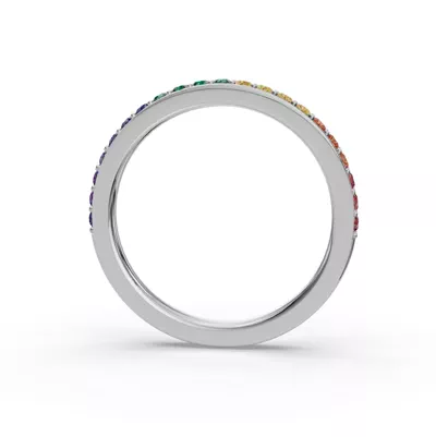 Rainbow Sapphire Half Eternity Band
