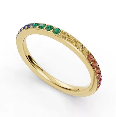 Rainbow Sapphire Half Eternity Band