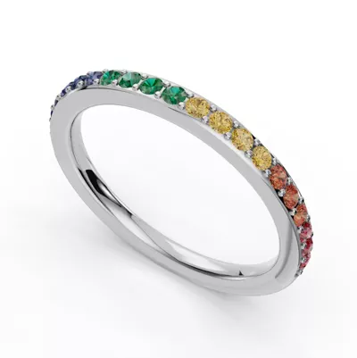 Rainbow Sapphire Half Eternity Band
