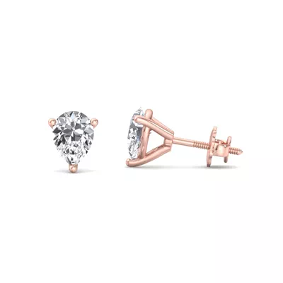 Fancy Shape Three-Prong Martini Screw Back Earrings