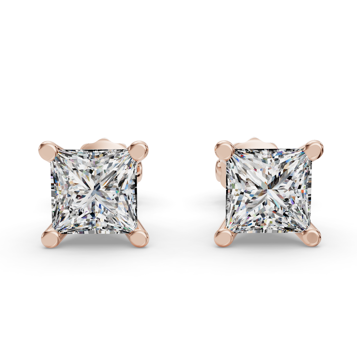 Princess Four-Prong Martini Screw Back Earrings