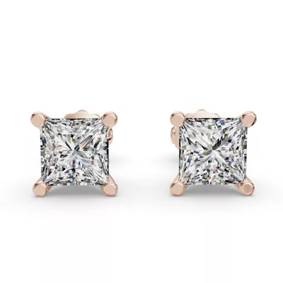 Princess Four-Prong Martini Screw Back Earrings