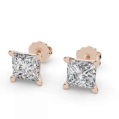 Princess Four-Prong Martini Screw Back Earrings