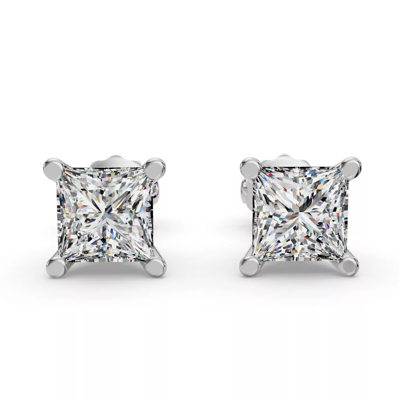 Princess Four-Prong Martini Screw Back Earrings