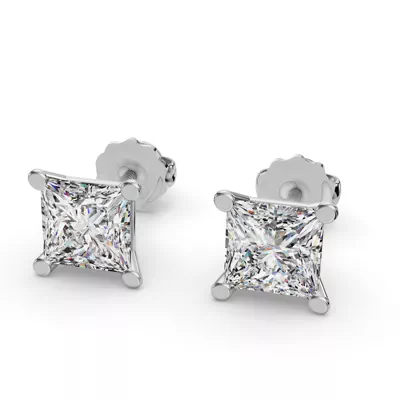 Princess Four-Prong Martini Screw Back Earrings
