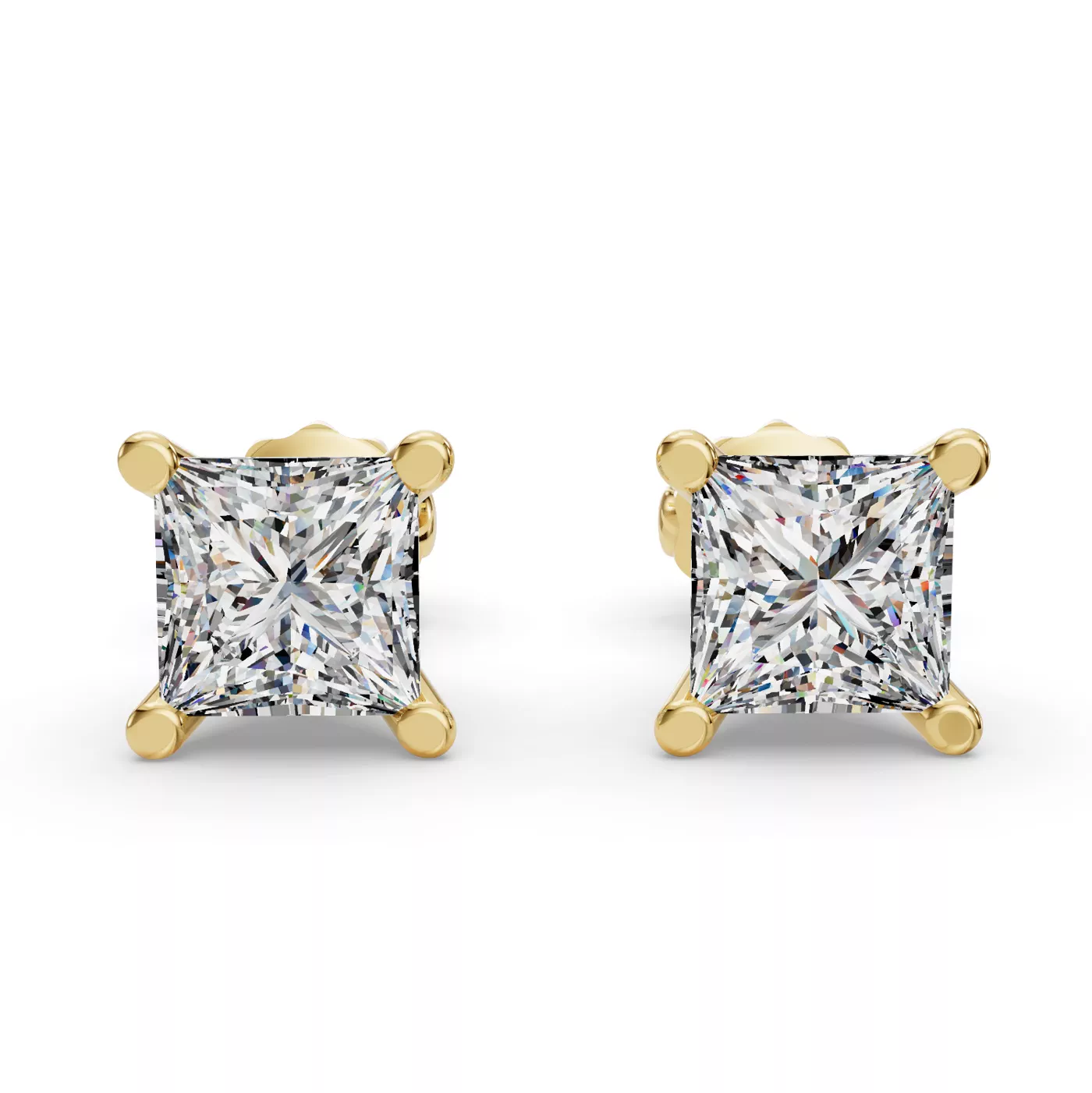 Princess Four-Prong Martini Screw Back Earrings