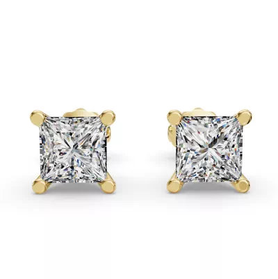 Princess Four-Prong Martini Screw Back Earrings