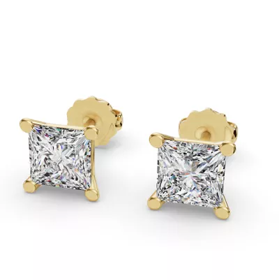 Princess Four-Prong Martini Screw Back Earrings