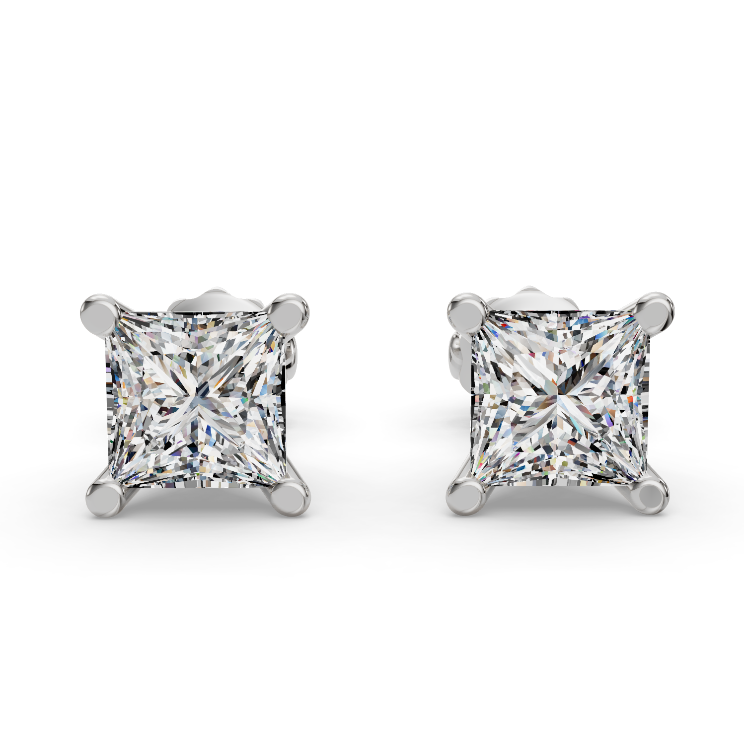 Princess Four-Prong Martini Screw Back Earrings