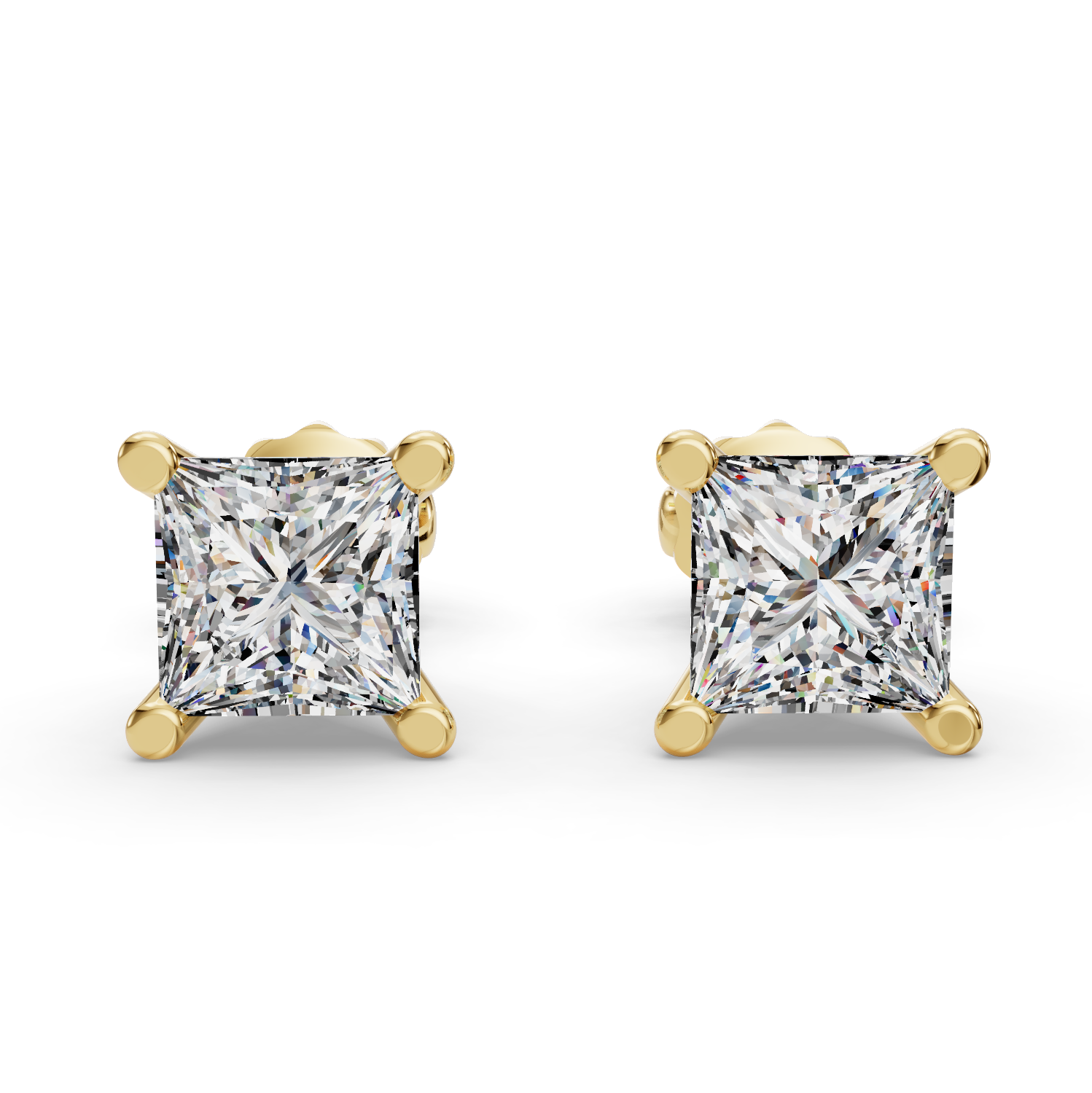 Princess Four-Prong Martini Screw Back Earrings
