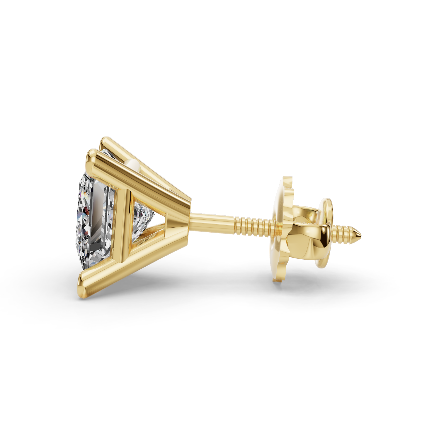 Princess Four-Prong Martini Screw Back Earrings