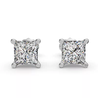 Princess Four-Prong Martini Screw Back Earrings