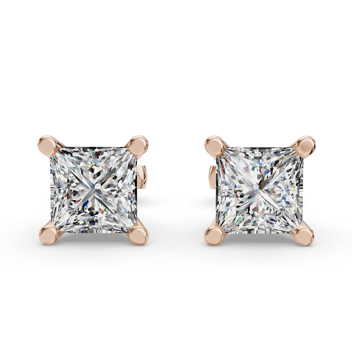 Princess Four-Prong Martini Guardian Back Earrings