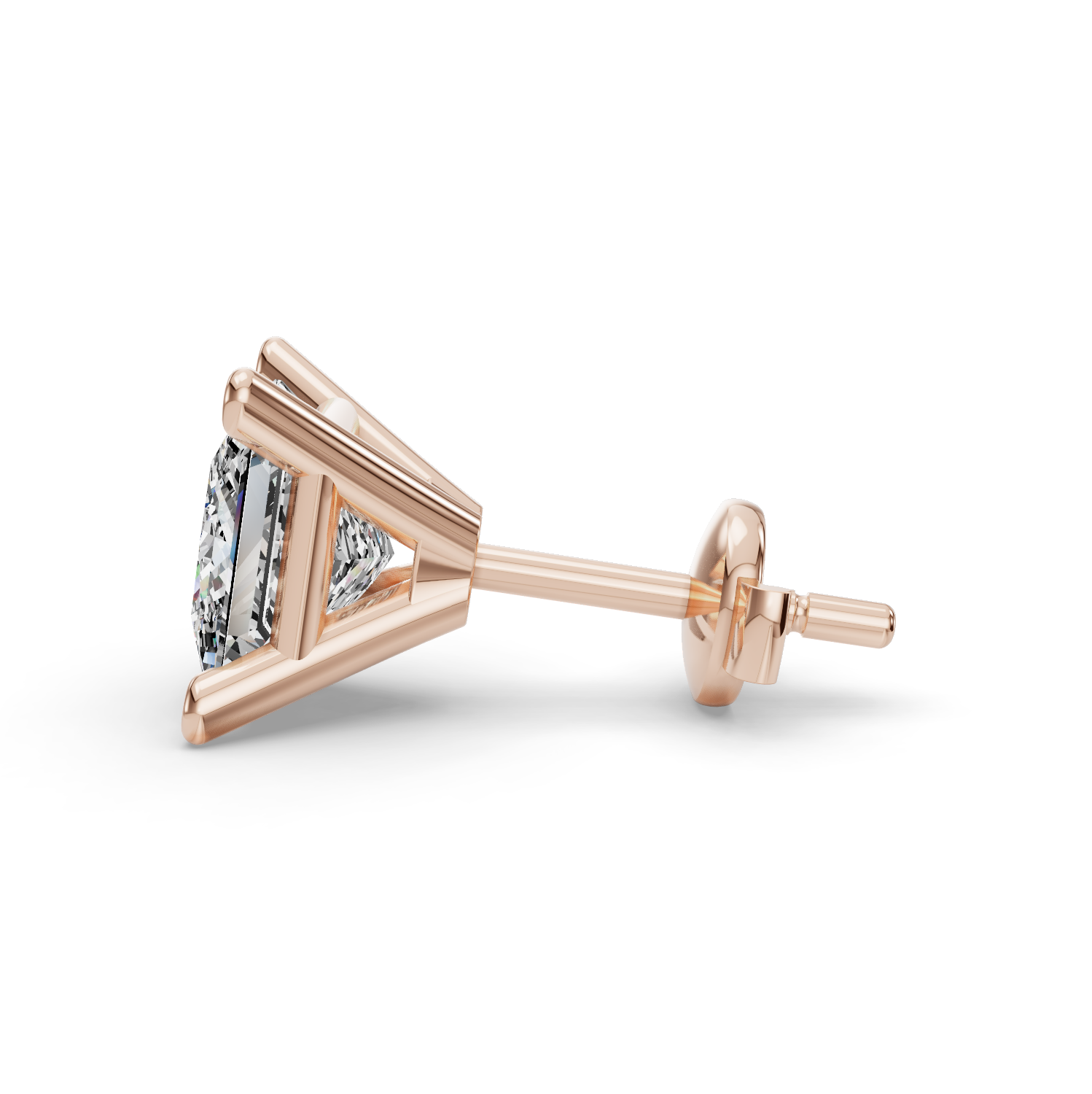 Princess Four-Prong Martini Guardian Back Earrings
