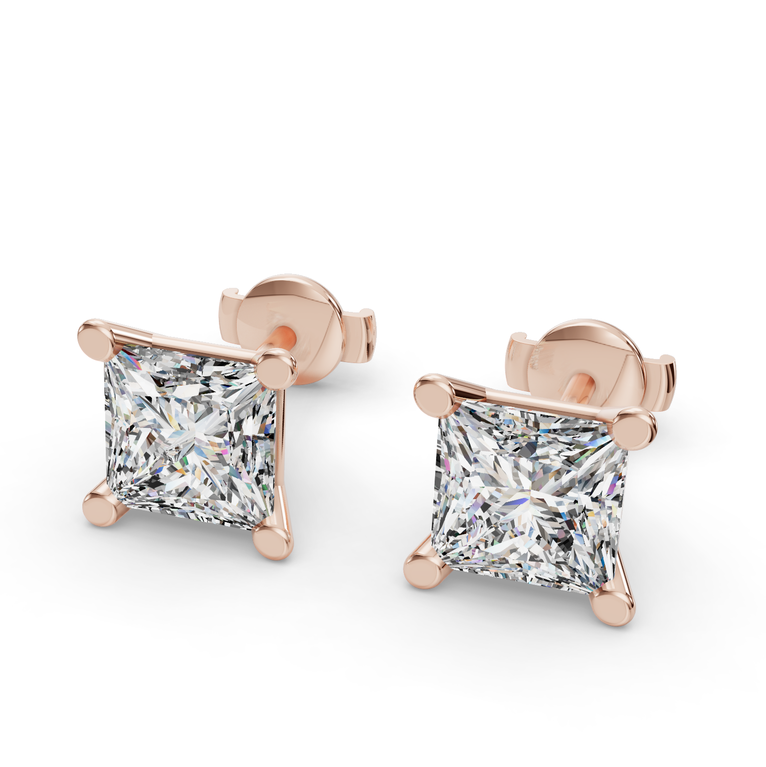 Princess Four-Prong Martini Guardian Back Earrings