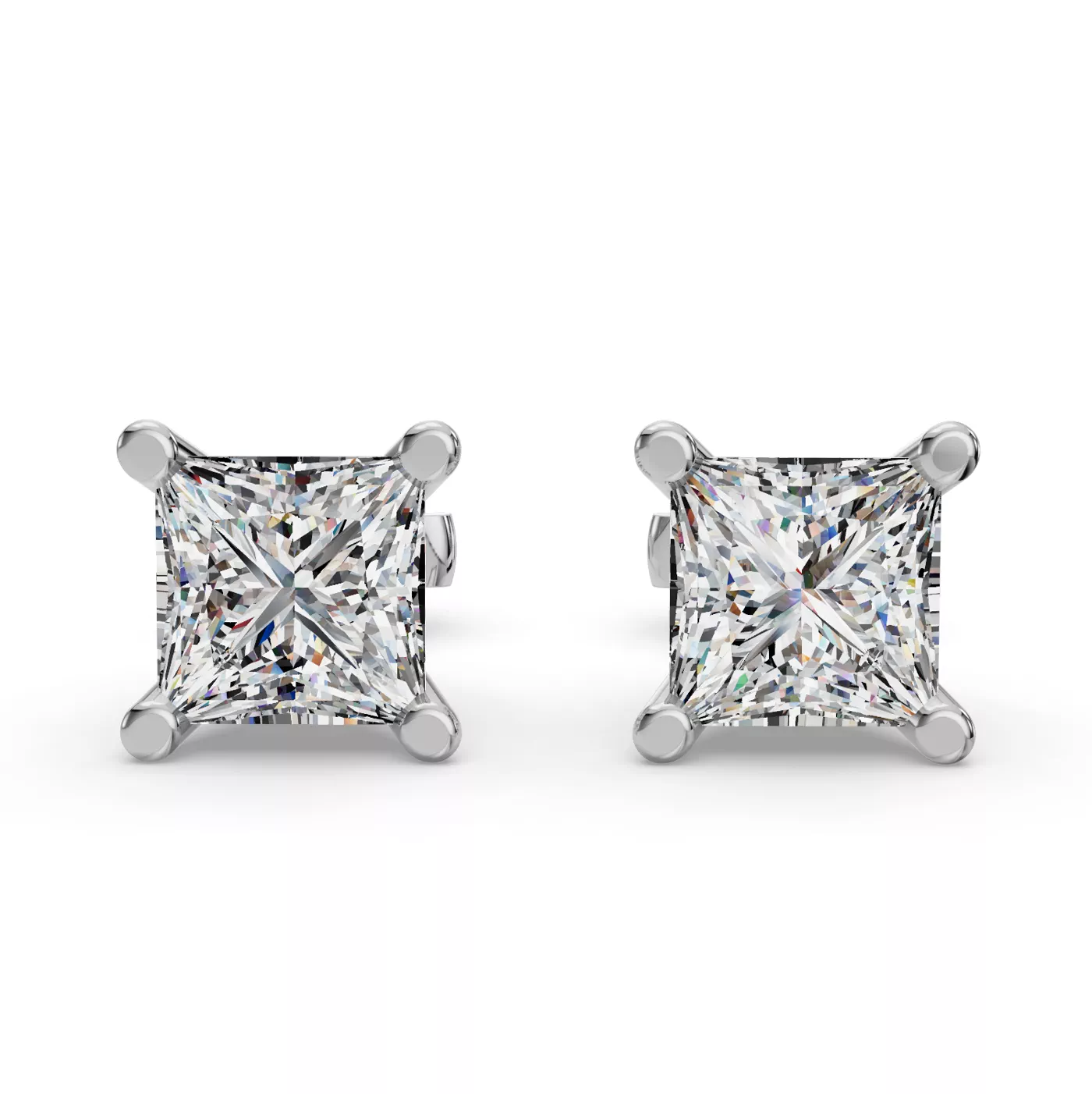 Princess Four-Prong Martini Guardian Back Earrings