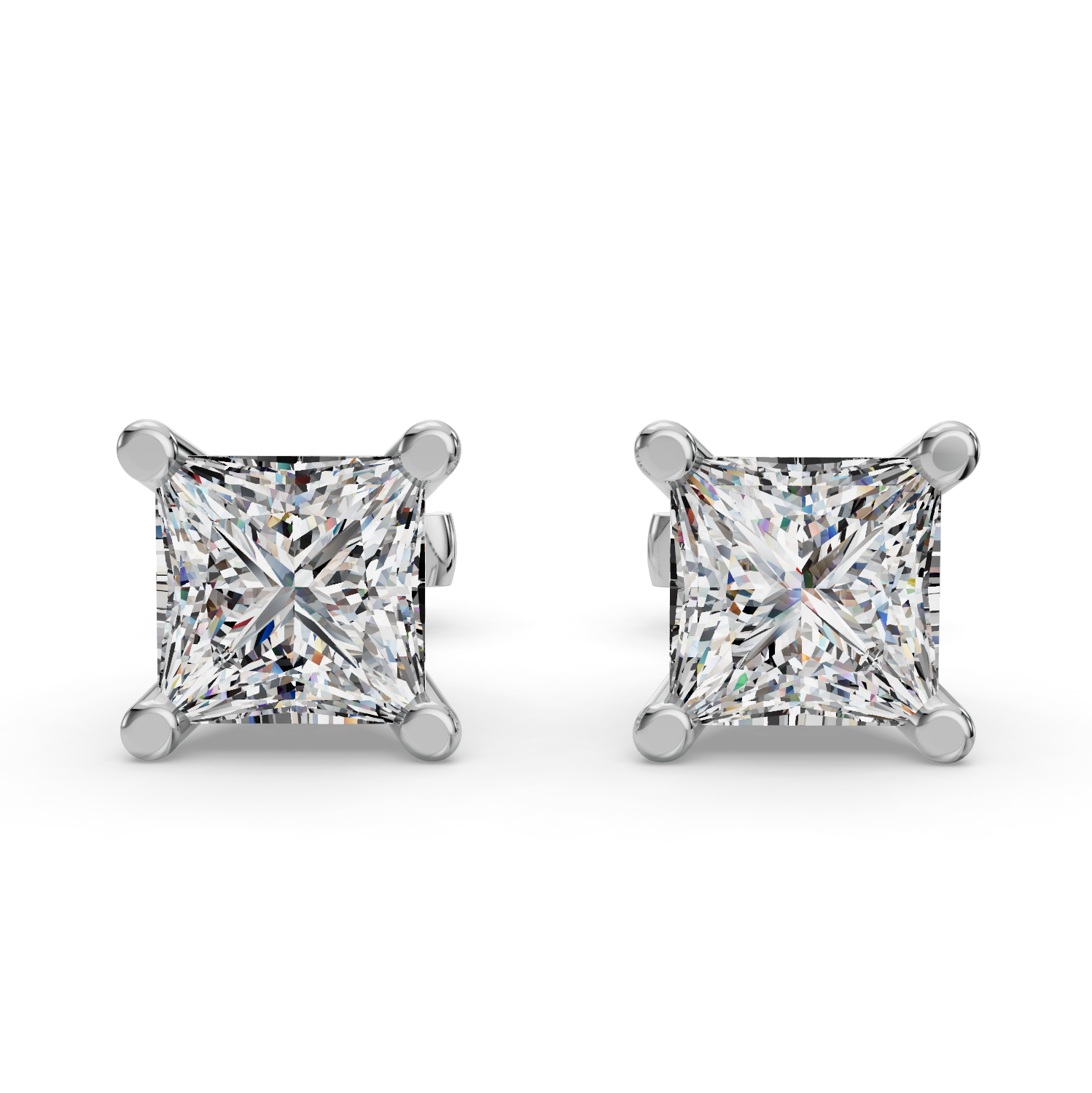 Princess Four-Prong Martini Guardian Back Earrings