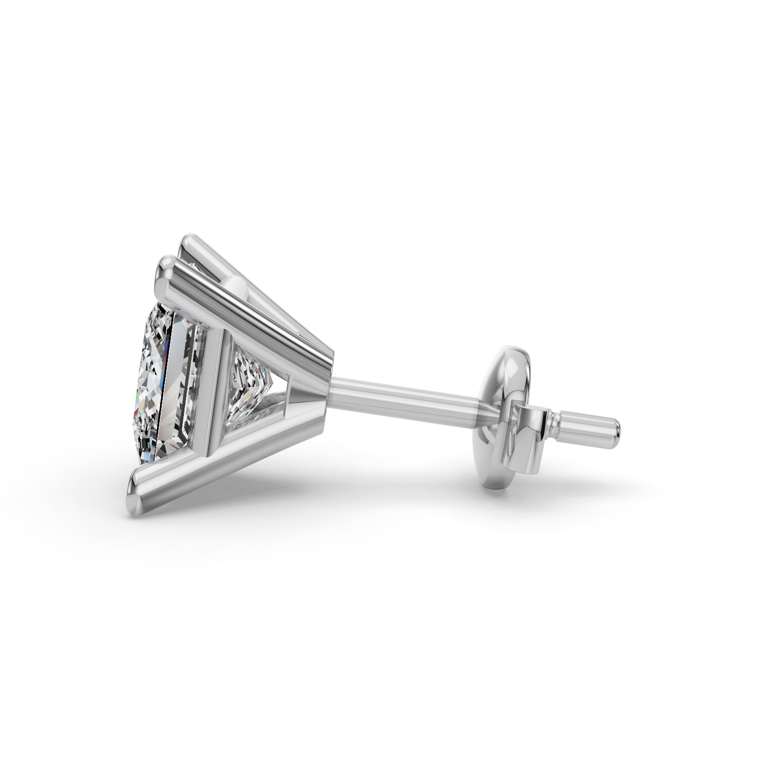 Princess Four-Prong Martini Guardian Back Earrings