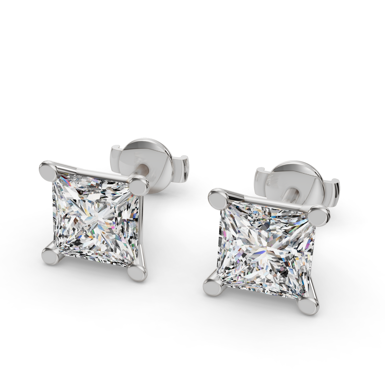 Princess Four-Prong Martini Guardian Back Earrings