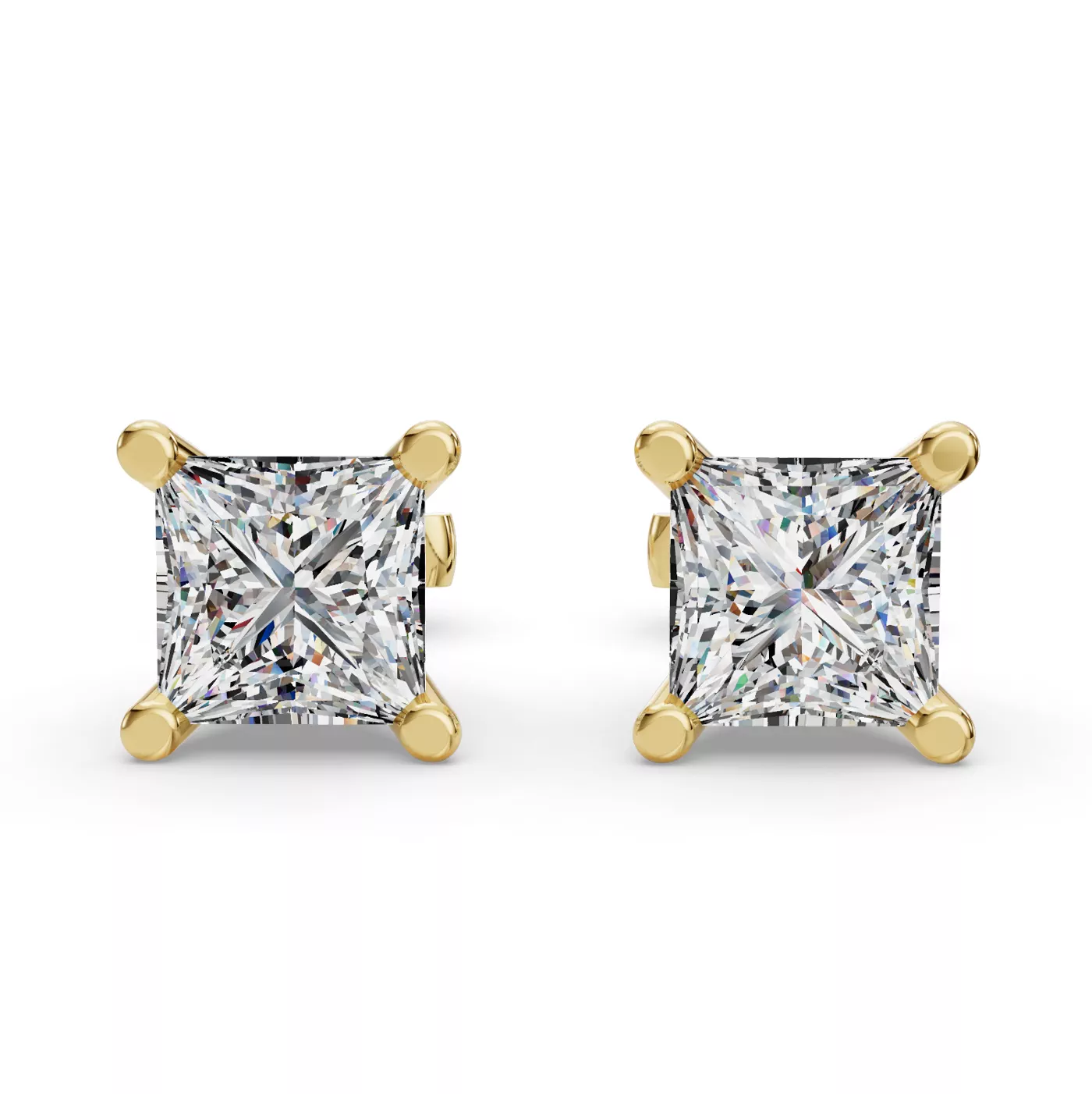 Princess Four-Prong Martini Guardian Back Earrings