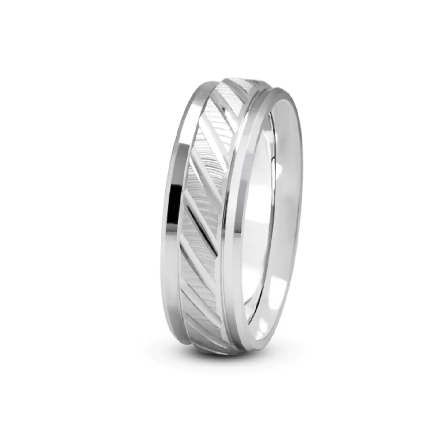 Diagonal Diamond Cut Carved Band (6mm)