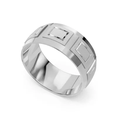 Square Diamond Cut Carved Band (8mm)