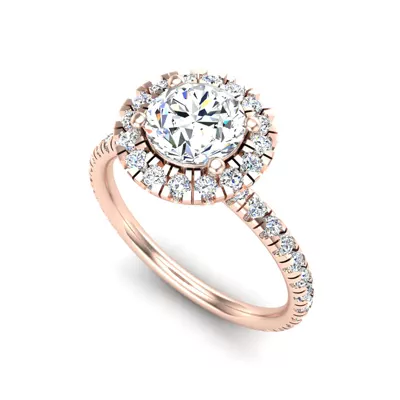 Chloe Single Row Halo Engagement Ring