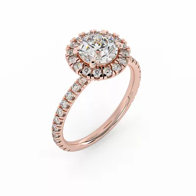 Chloe Single Row Halo Engagement Ring
