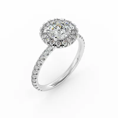 Chloe Single Row Halo Engagement Ring