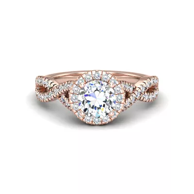 Zoey Twist Style Halo Engagement Ring