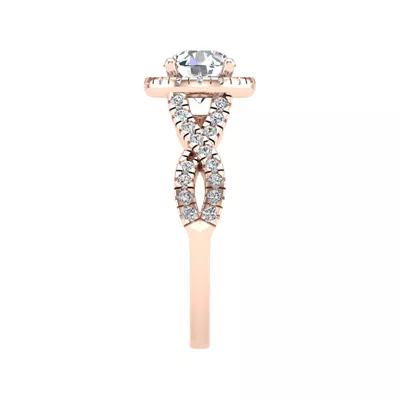 Zoey Twist Style Halo Engagement Ring