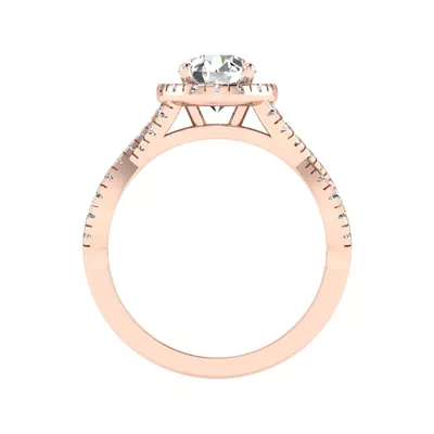 Zoey Twist Style Halo Engagement Ring