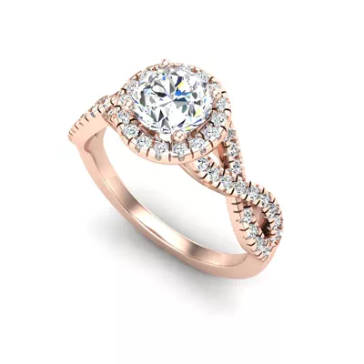 Zoey Twist Style Halo Engagement Ring