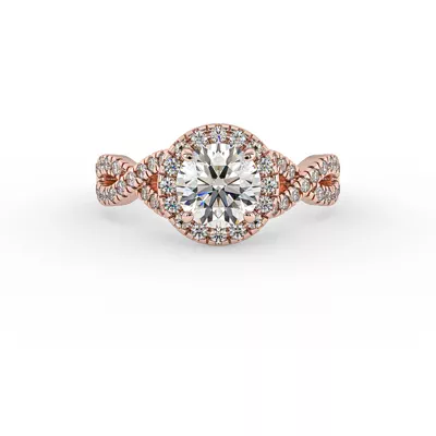 Zoey Twist Style Halo Engagement Ring