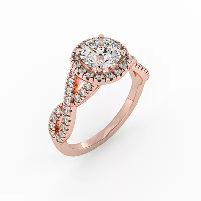 Zoey Twist Style Halo Engagement Ring
