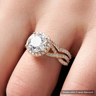 Zoey Twist Style Halo Engagement Ring