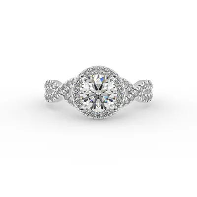 Zoey Twist Style Halo Engagement Ring