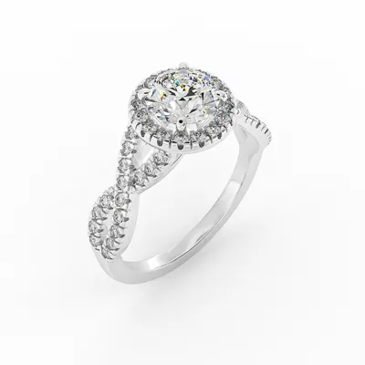 Zoey Twist Style Halo Engagement Ring