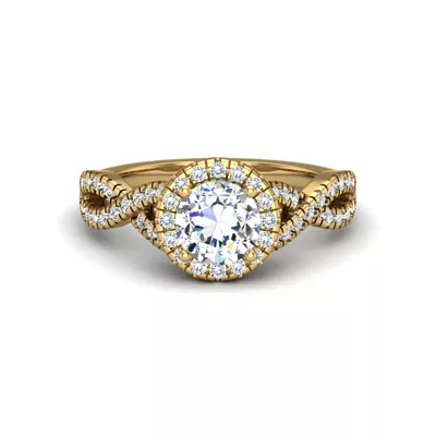 Zoey Twist Style Halo Engagement Ring