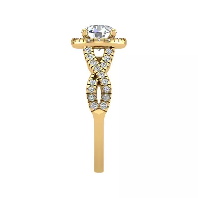 Zoey Twist Style Halo Engagement Ring