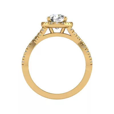 Zoey Twist Style Halo Engagement Ring