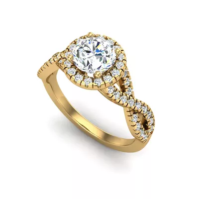 Zoey Twist Style Halo Engagement Ring